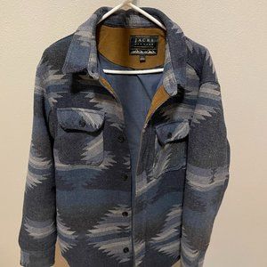 LIKE NEW Jach's New York Flannel Wool Blend Overshirt Jacket in Aztec blue